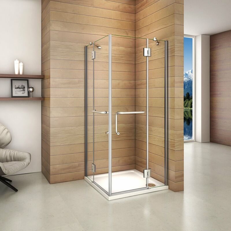 

Mamparas Cabina de Ducha cristal 8mm Puerta Abatible de Baño 80x80x190cm