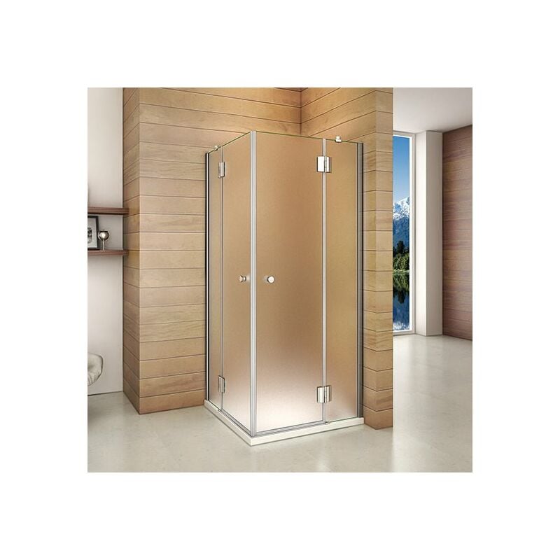 

Mamparas Cabina de Ducha cristal 8mm Puerta opaco Abatible de Baño altura 100x100x190 cm