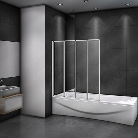 Mamparas de Bañera Biombo Plegable Cristal 4mm Gris Mate - 4 cristales plegables 90x140cm