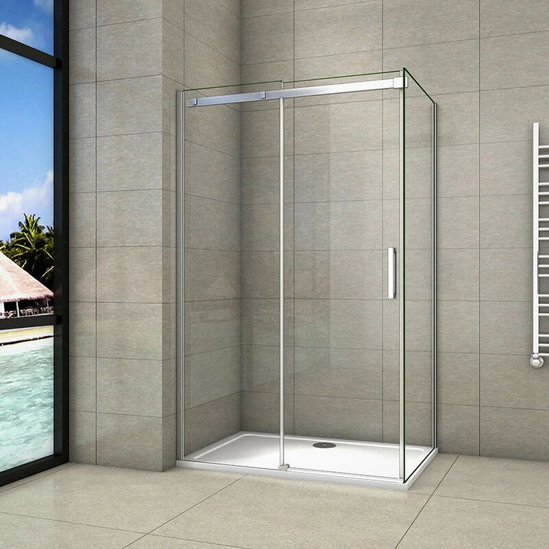 

Mamparas de Ducha Corredera Moderna 8mm Antical Angular 100x90x195cm + Plato de Ducha