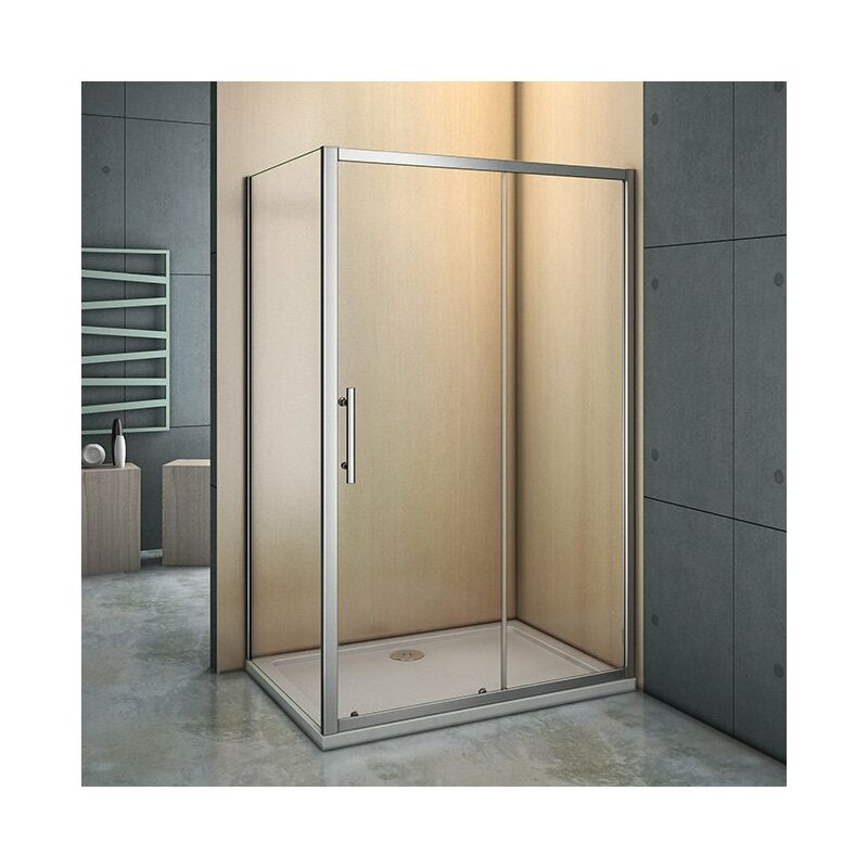 Cabina de Ducha Rectangular Puerta Corredera Cristal Templado 5 MM 100x70x185cm