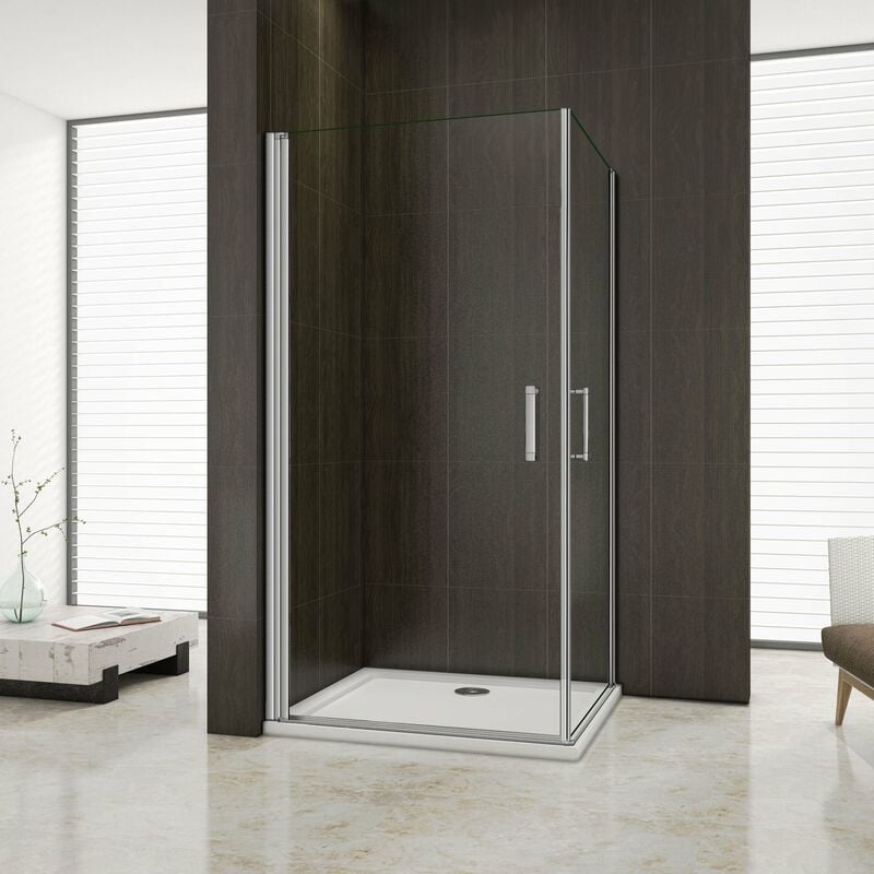 

Mamparas de Ducha Doble Puerta Pivotante Gris mate 5mm Angular 100x100x185cm