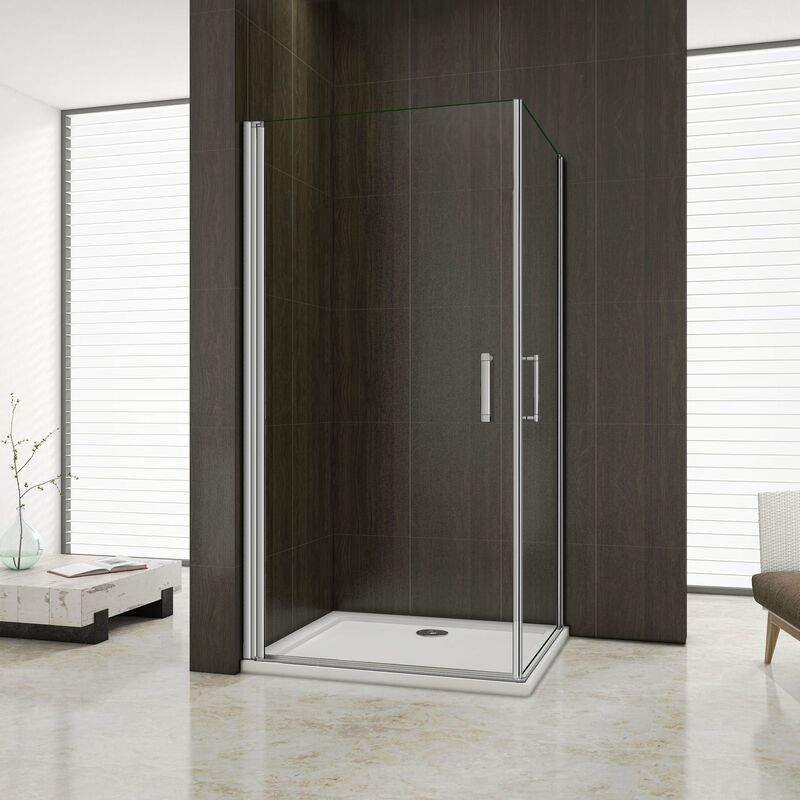 

Mamparas de Ducha Doble Puerta Pivotante Gris mate 5mm Angular 90x90x185cm