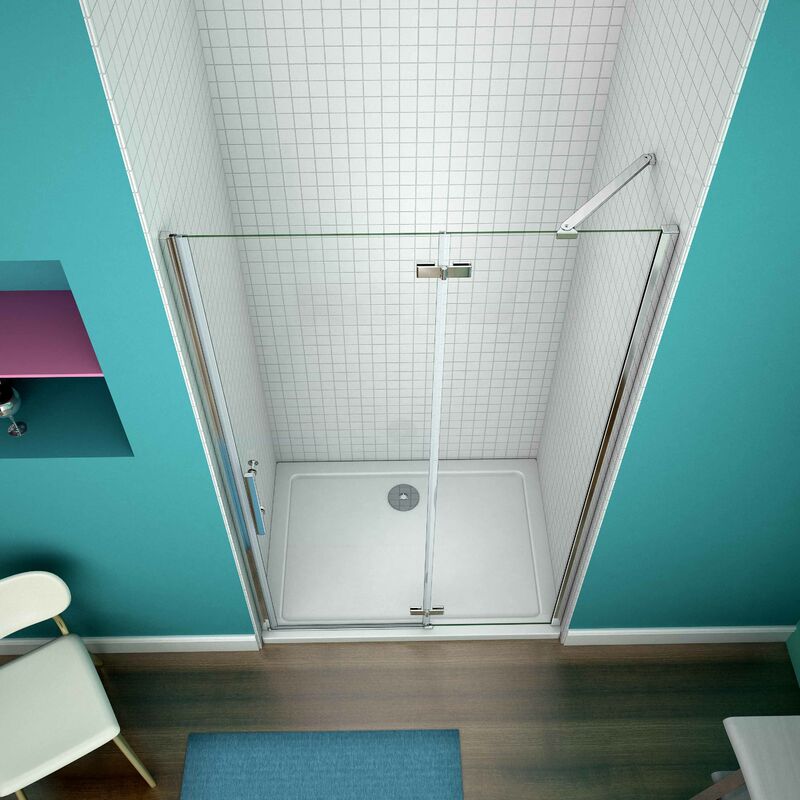 Mamparas de Ducha Frontal 80x190cm 1 Cristal Fijo Puerta Abatible Parcial Cristal Templado 6mm
