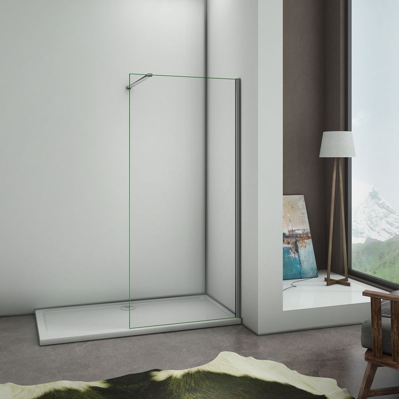 

Mamparas de Ducha Frontales Puerta Fijo WALK IN Antical 8mm Cristal Barra 140cm 70x200cm