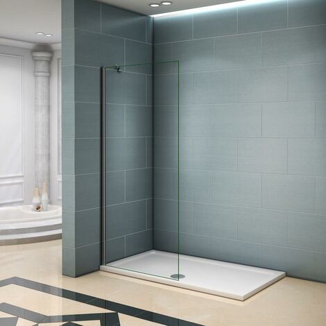 Mamparas de Ducha Frontales Puerta Fijo WALK IN Antical 8mm Cristal Barra 45cm 90x200cm