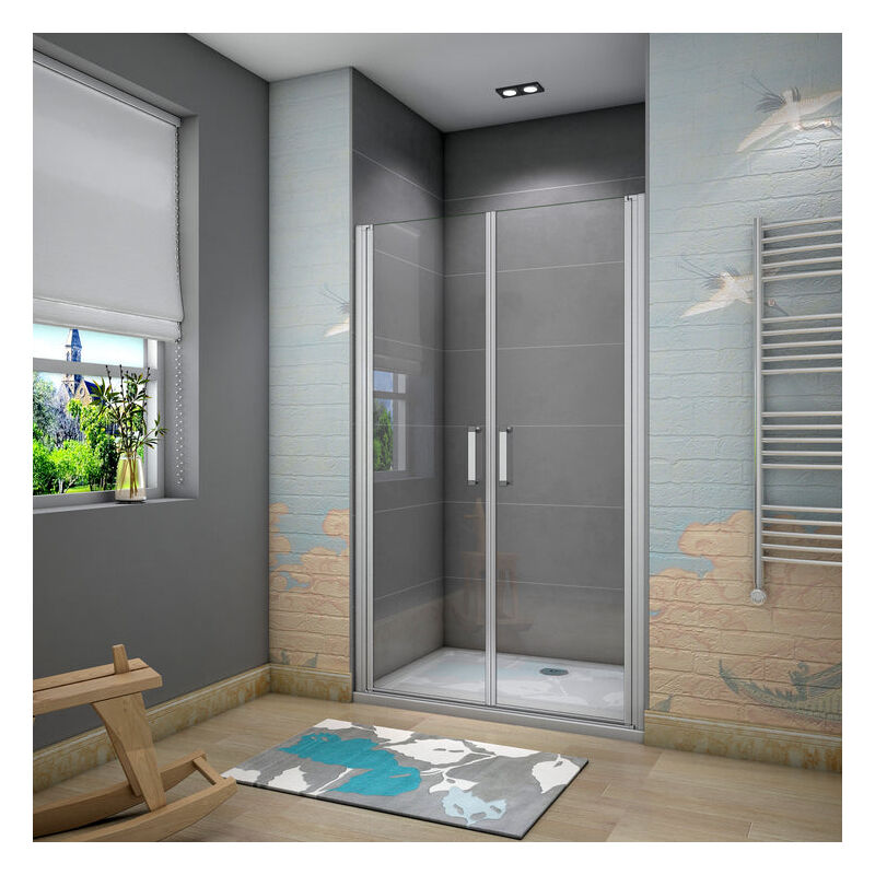 

Mamparas de Ducha Puerta Abatible Doble 5mm 95x185cm