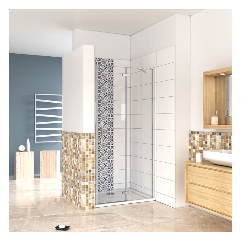 

Mamparas de Ducha Puerta Abatible Parcial 6mm 100x190cm