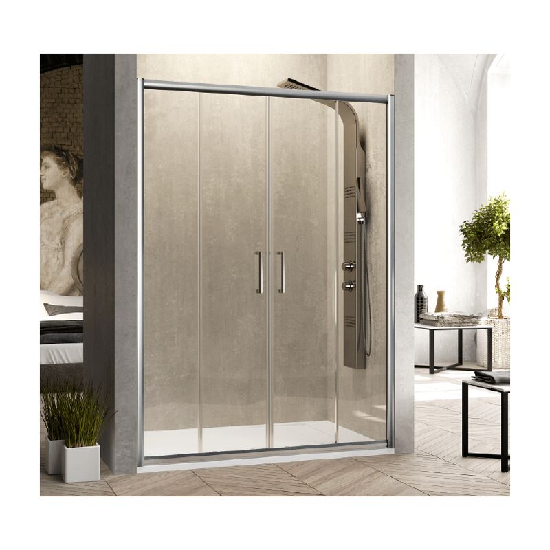 

Kassandra - Frontal de ducha 2 Fijos + 2 Puertas Correderas BELLA 145 cm Lateral Fijo : 77 - 79 cm