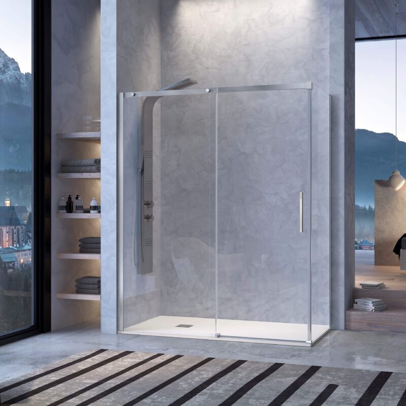 

Frontal de ducha + Puerta Corredera LUNA SIN DECORADO 160 cm Sin Lateral