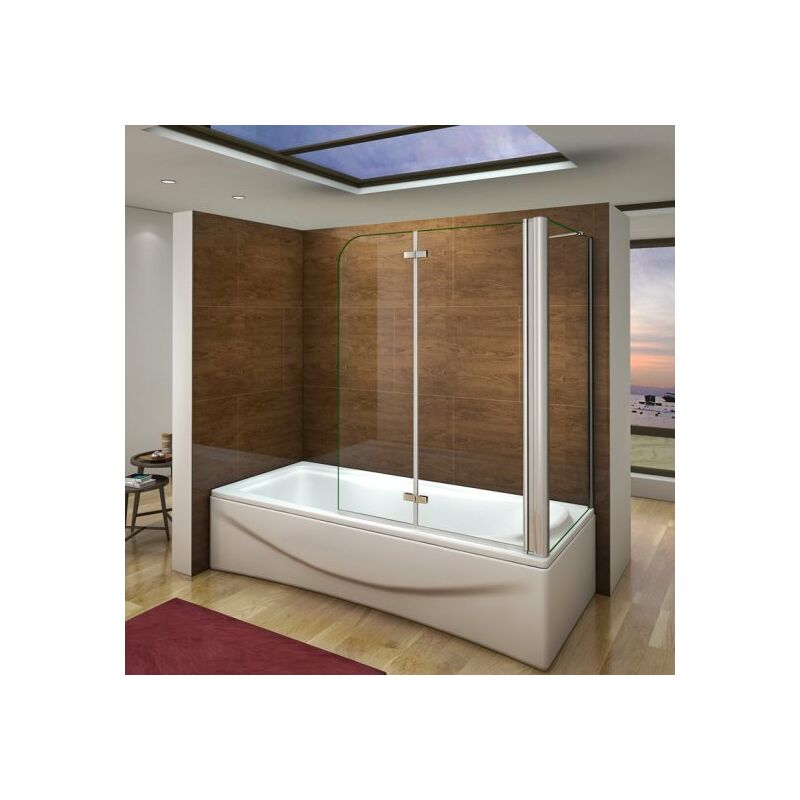 

Mamparas de Bañera Cristal Plegable 6mm Antical Con Pantalla Fija 100x75x140cm