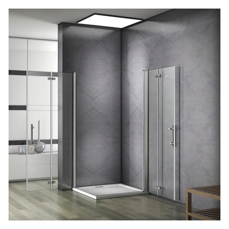 Plato de Ducha Mamparas de Ducha Angular Doble Puerta Plegable 6mm Antical 90x90x185cm