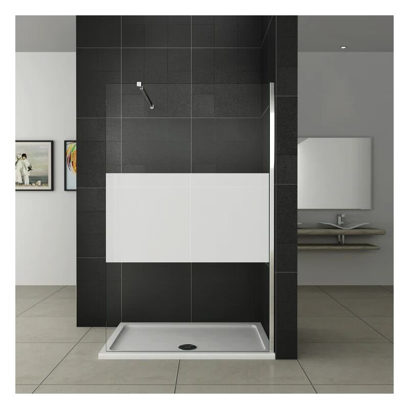 

Mamparas ducha Panel Pantalla Fija Vidrio laminado de film seguirdad a pureba de explosiciones 8mm - Barra 73-120cm - 80x200cm