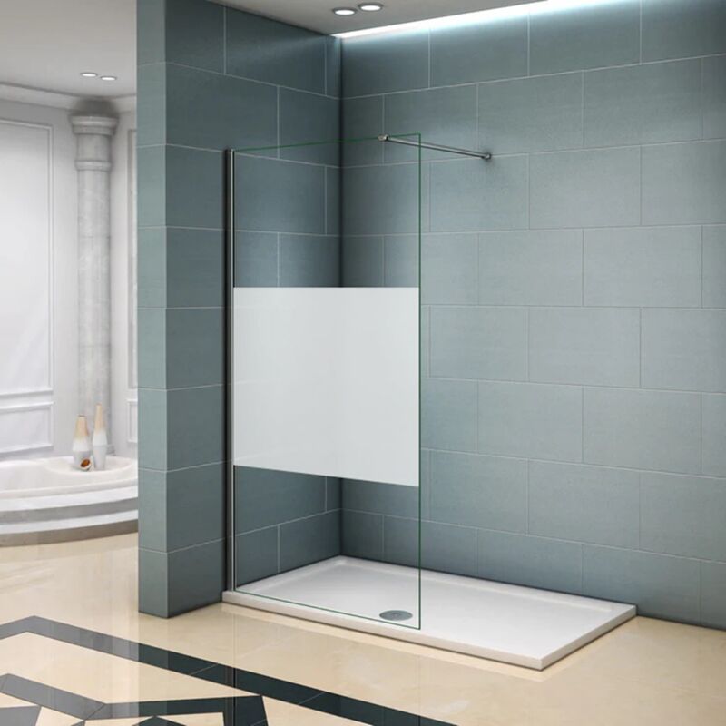 

Mamparas ducha Panel Pantalla Fija Vidrio laminado de film seguirdad a pureba de explosiciones 8mm - Barra2 140cm - 90x200cm