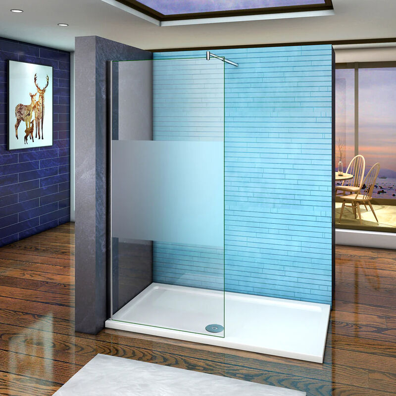 

Mamparas ducha Panel Pantalla Fija Vidrio laminado de film seguirdad a pureba de explosiciones 8mm - Barra 70-120cm - 110x200cm