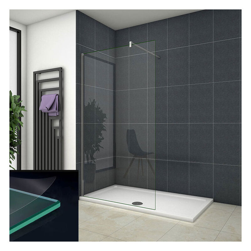 

Mamparas ducha Panel Pantalla Fija Vidrio laminado de film seguridad a prueba de explosiciones 8mm - Barra 140cm,110x200cm