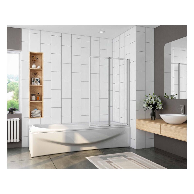 

Mamparas de Bañera Biombo Plegable Cristal 4mm Gris Mate - 2 cristale plegable 90x140cm