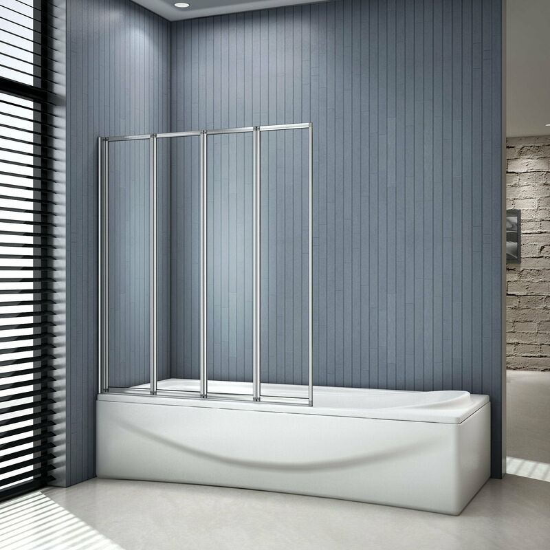 

Mamparas de Bañera Biombo Plegable Cristal 4mm Gris Mate - 4 cristales plegables 100x140cm