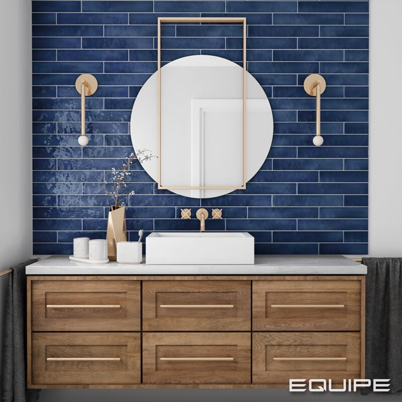 Faïence Effet Zellige Bleu Foncé manacor 6,5x40 ocean blue (1m²) - Les Carreaux de Jean