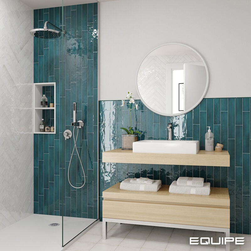 Equipe - Faïence Effet Zellige manacor 6,5x40 glacier (1m²) - Les Carreaux de Jean