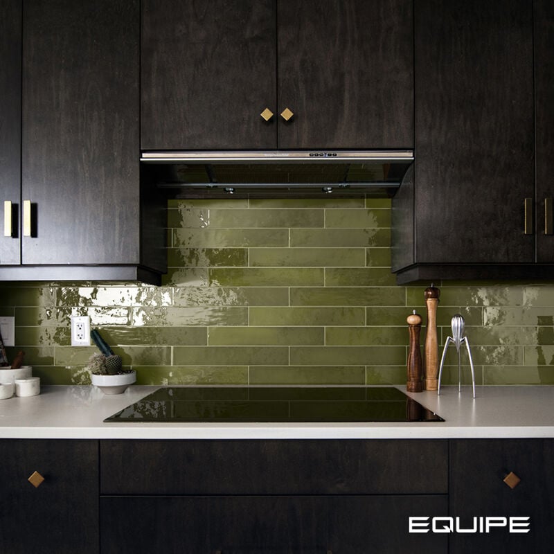 Equipe - Faïence Effet Zellige Vert manacor 6,5x40 basil green (1m²) - Les Carreaux de Jean