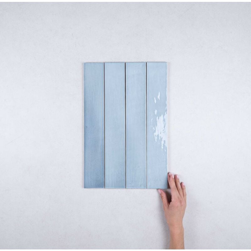 Faïence Effet Zellige Bleu manacor 6,5x40 blue moon (1m²) - Les Carreaux de Jean