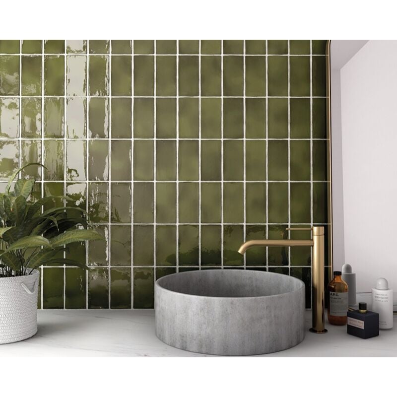 Faïence - MANACOR - MANACOR BASIL GREEN - 7,5X15