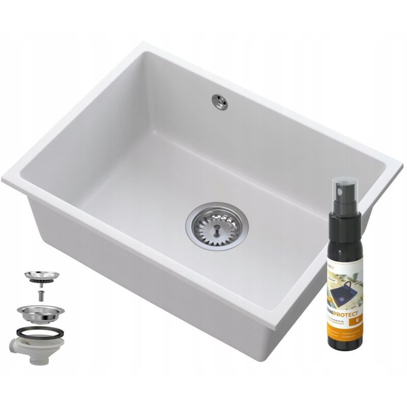 Granitan - manado white undermount chrome sink 60