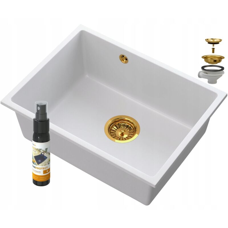 Granitan - manado white undermount gold sink 60