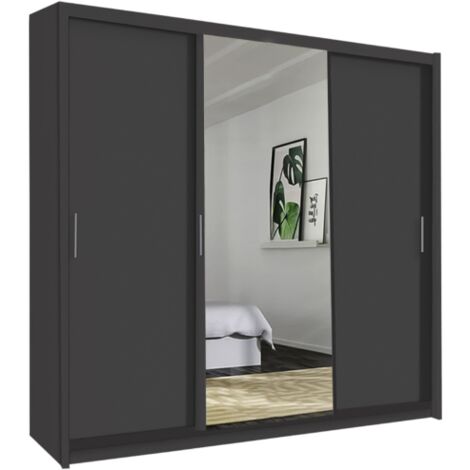 Manali 3 Door Sliding Wardrobe with Mirror 250cm - Grey