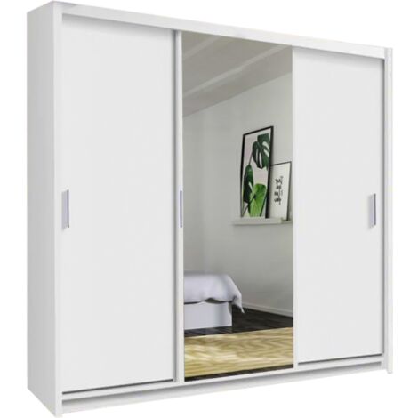 Manali 3 Door Sliding Wardrobe with Mirror 250cm - White