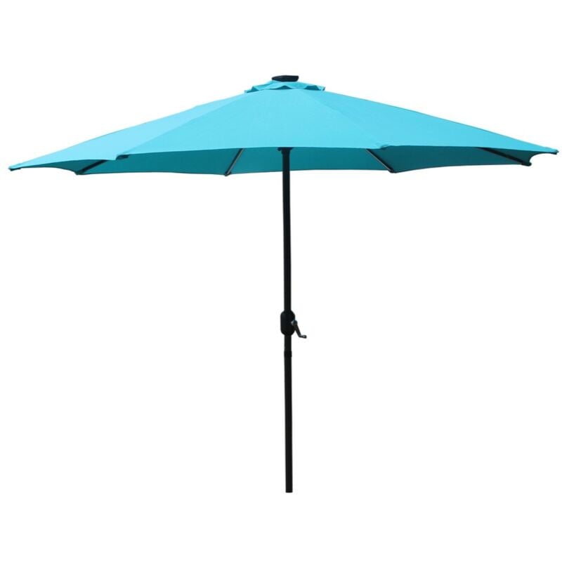 Manarola - Parasol circulaire 3m droit avec led bleu en aluminium