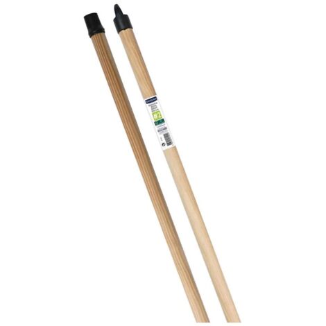 Manche en bois brut 130 cm – Résistance optimale pour balais d'extérieur – Anneau de suspension pour rangement pratique – Brunel