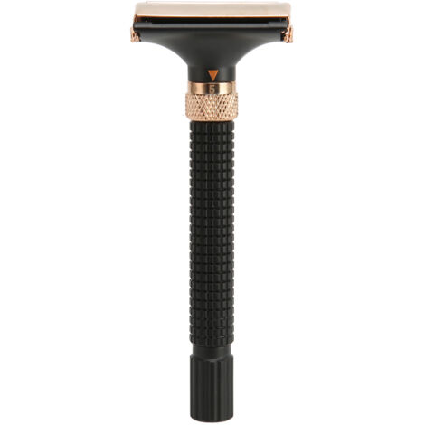 Manche de Rasoir Long en Métal Noir pour Hommes et Femmes - Rasage Sécuritaire Double Lame Réutilisable