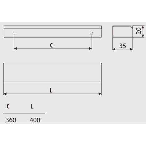 Manche UA45, aluminium naturel, longueur 400 mm