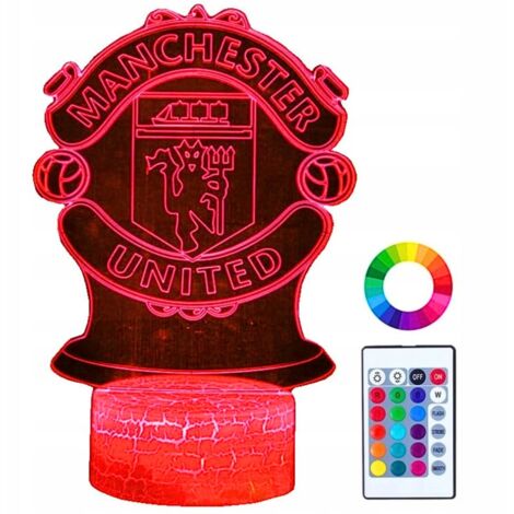 Manchester United Wappen Kinder-Nachtlicht 16 LED 3D + Fernbedienung