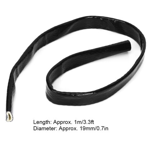 Manchon anti-flamme noir AN12 pour tuyau carburant, protection thermique tressee 3/4 x 1m, diametre interieur 19mm