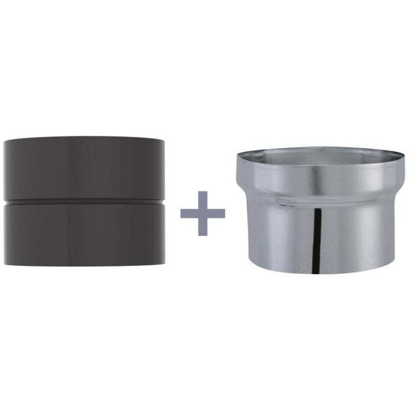 JONCOUX Manchon et buse F/F émaillé - diamètre 125 mm - Noir mat - A.BISTRE