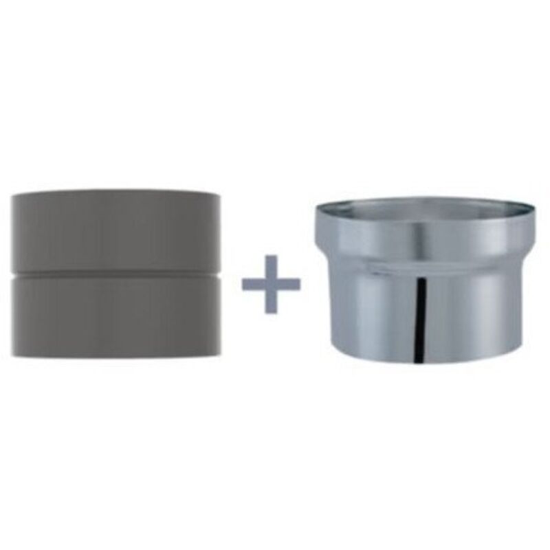 Manchon et buse f/f émaillé - diamètre 130/125 mm - Noir mat - a.bistre - Joncoux