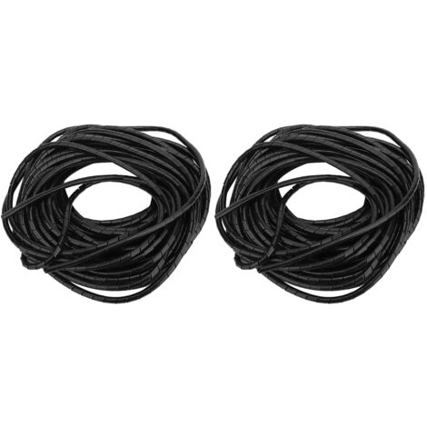 Manchon de Protection Spirale pour Câbles 6mm, Lot de 2 Pièces Noir