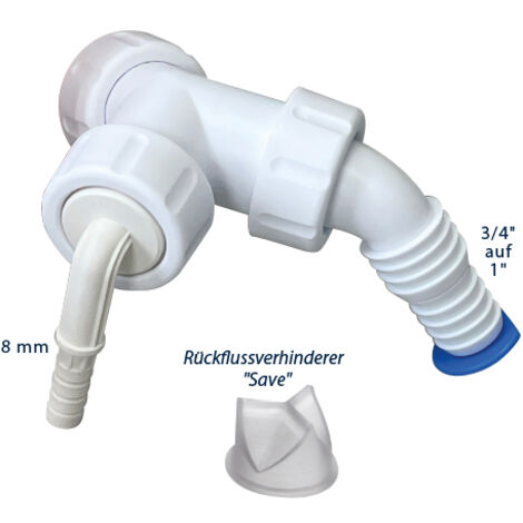 Manchon de raccordement pour condensat et appareils "Save", 1", 3/4" et 8 mm avec anti-retour