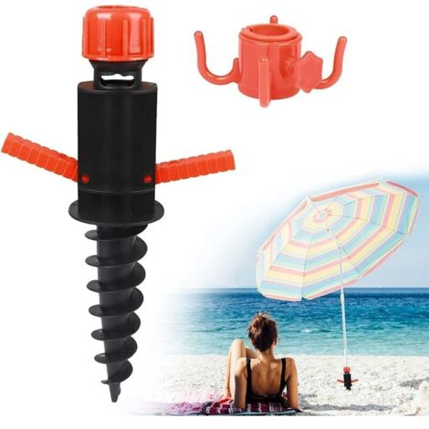 Manchon de sol pour parasol, ancrage au sol pour parasol, manchons de sol à visser avec poignées, douille à visser pour plage/sable/pelouse/terrain, pour barres de 22 à 32 mm