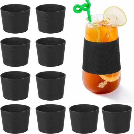 Manchon pour tasse, manchon en silicone pour verre, lot de 10, antidérapant