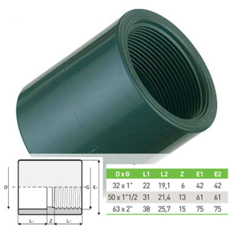 MANCHON PVC 63 x 2 - A coller / A visser