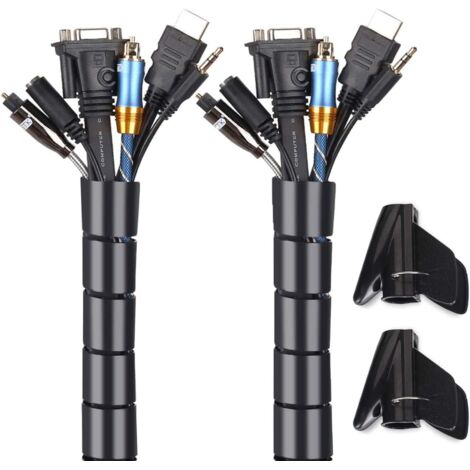 Manchons de rangement de cable, protecteur de couverture de cable de rangement de fil de gestion de cable 3M 22mm pour organiser les cables d'alimentation USB/TV-Fei Yu