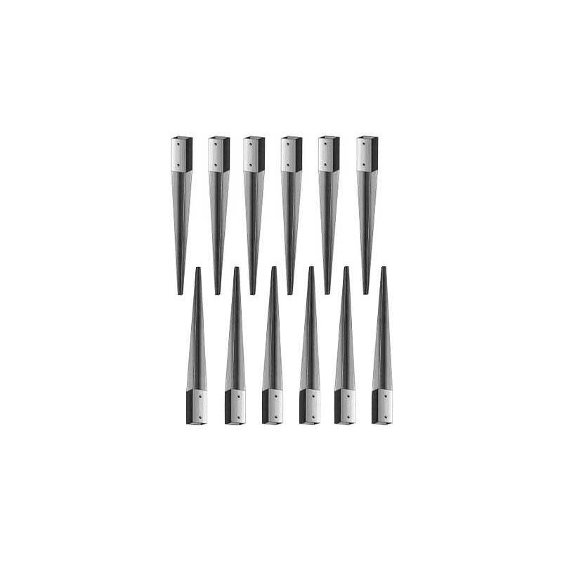 Support pied de poteau 7 x 7 x 75 cm ( 7x7 ) à enfoncer galvanisé à chaud Lot de 12