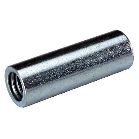 Manchons filetés lisses acier zingué, diamètre 10 mm, longueur 30 mm, boîte de 100 manchons