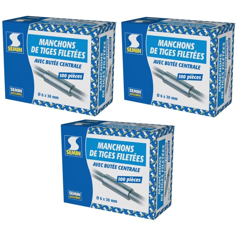 Manchons pour Tige Filetée Semin 6 x 30 mm - boite de 100 (lot de 3)