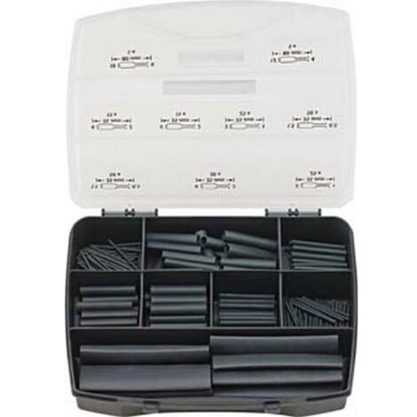 Manchons thermorétractables en coffret SHRINKIT321 BASIC, rétreint 3:1, noir - HellermannTyton