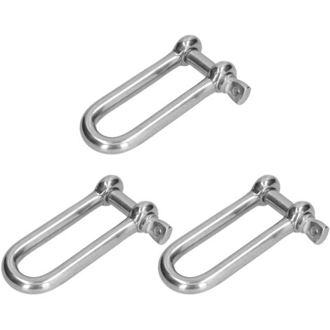 Mancotière Longue en D - Élingue de Fixation Solide pour Chaîne et Câble - 304 Acier Inoxydable - M12 - 600kg Capacité - 3 Pièces
